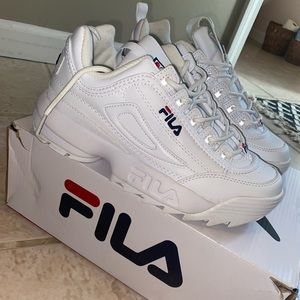Fila all white disrupter 2. Kids size 6, fits women size 7